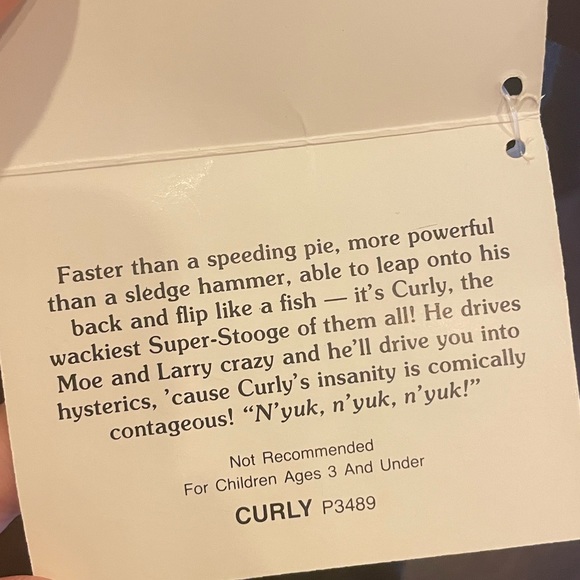 VINTAGE 1988 THREE STOOGES DOLLS 14" WITH TAGS CURLY AND LARRY SET - Picture 6 of 7